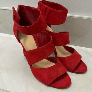 Red strappy heels